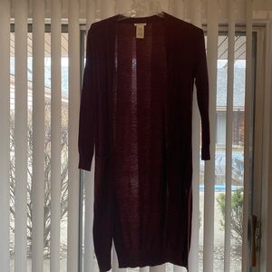 Long burgundy cardigan